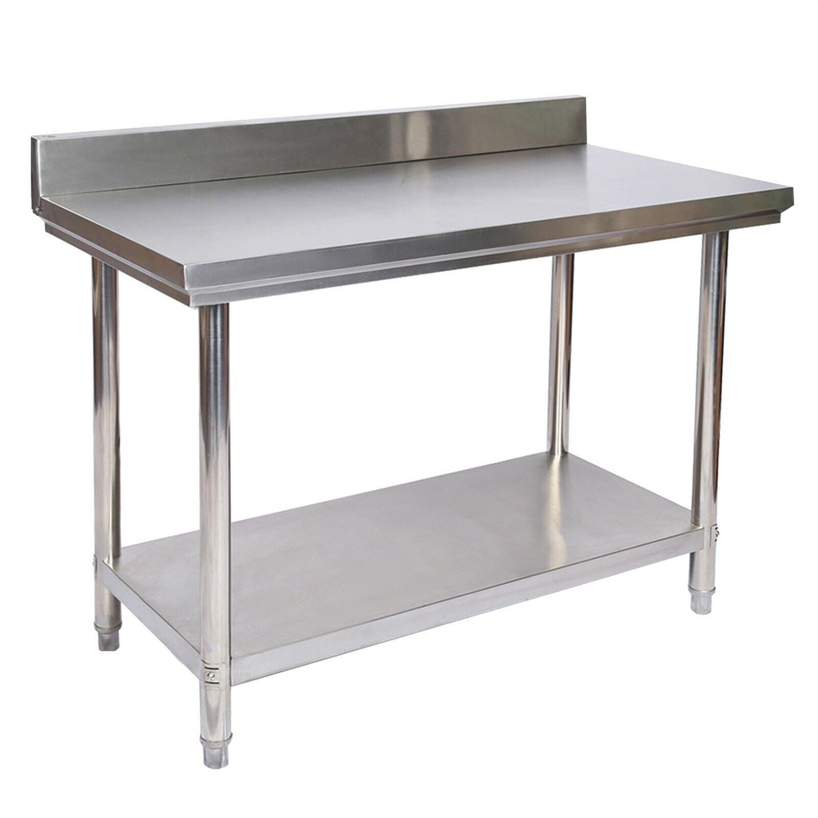 Helloshop26 Tavolo da Lavoro in Acciaio Inox con Bordo di Protezione 120 x 60 x 85 cm 16_0002500