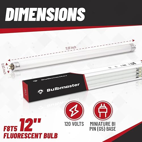 Miniatura 3 de F8T5CW Bombillas fluorescentes de 12 pulgadas - F8T5 8 W blanco frío 4100K 30.5 cm bombillas de luz debajo del gabinete lineales T5 380 lúmenes