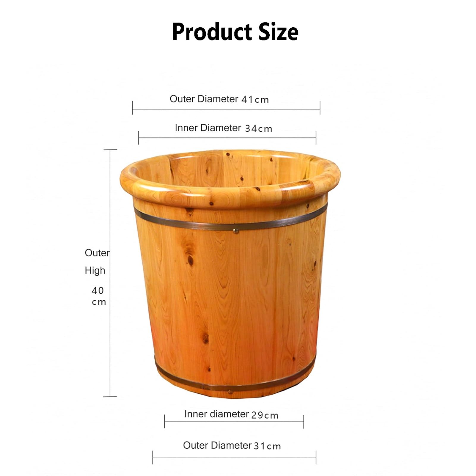 TORTES Wooden Foot Basin & Spas Wood Foot Tub Bucket Pedicure Barrel Foot Massager Foot Spa Treatment for Foot Bath Massage Spa Sauna Soak Pedicure Massager Tub Light Brown (Size : Height 40cm)