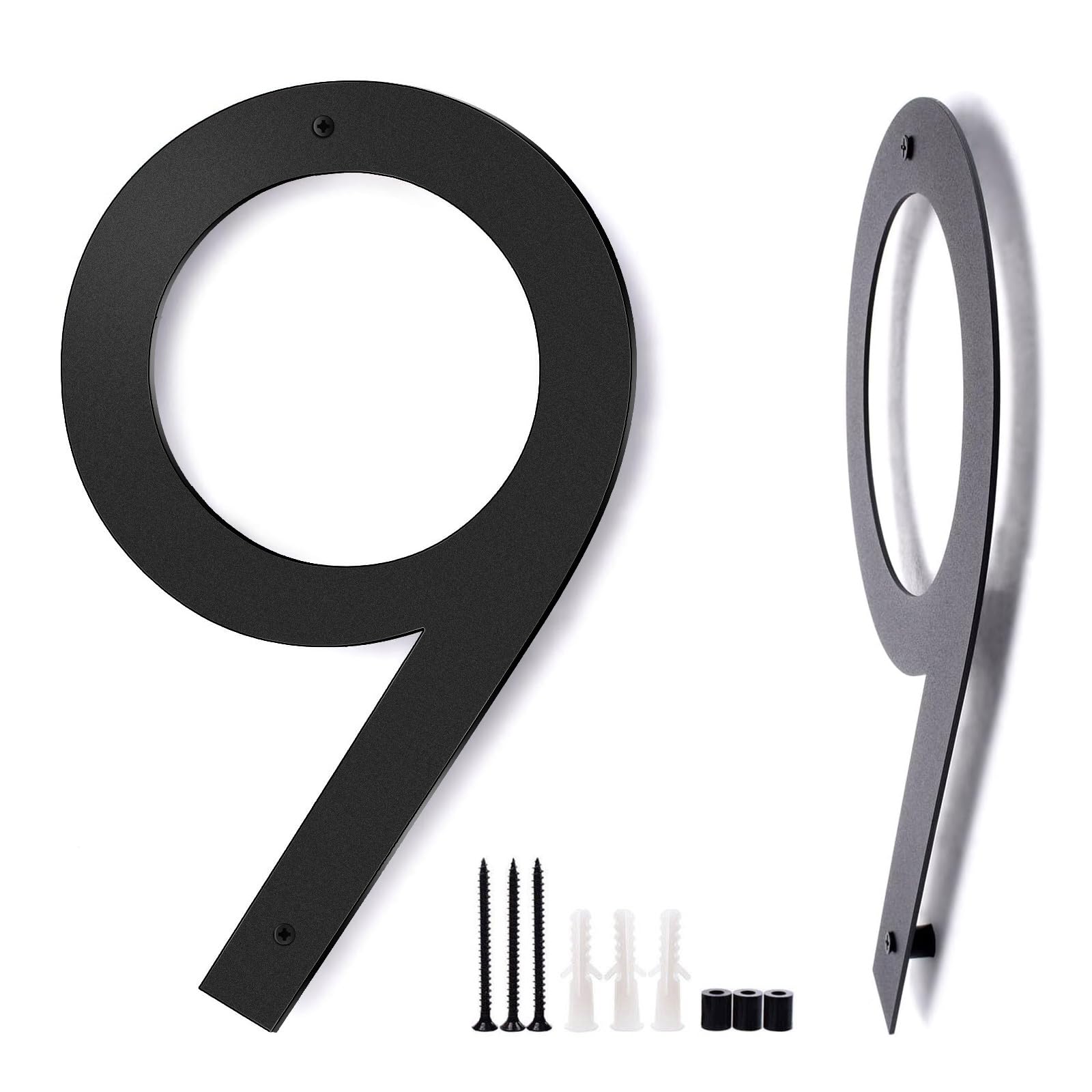 16 Inch Modern Metal House Numbers, Black Door Number, Mailbox Numbers and Letters, Metal House Address Letters and Numbers for Outside Signs 9