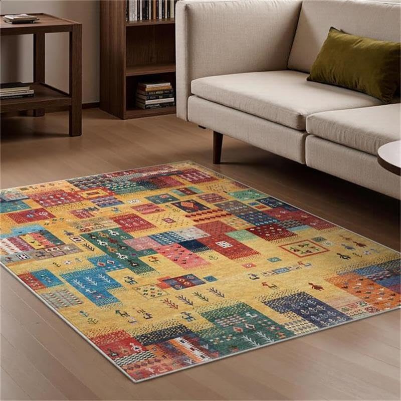 Teppiche, weich, rutschfest, Heimdekoration, Teppich für Wohnzimmer, Schlafzimmer, Küche, Esszimmer, Retro, ethnischer Stil, Patchwork, mehrfarbig