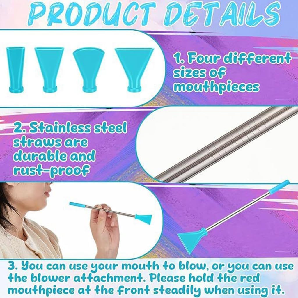 Professional Acrylic Pouring Accessories 4 Size Blowing Nozzles Stainless Steel Straws Art Tool Set Paint Supplies