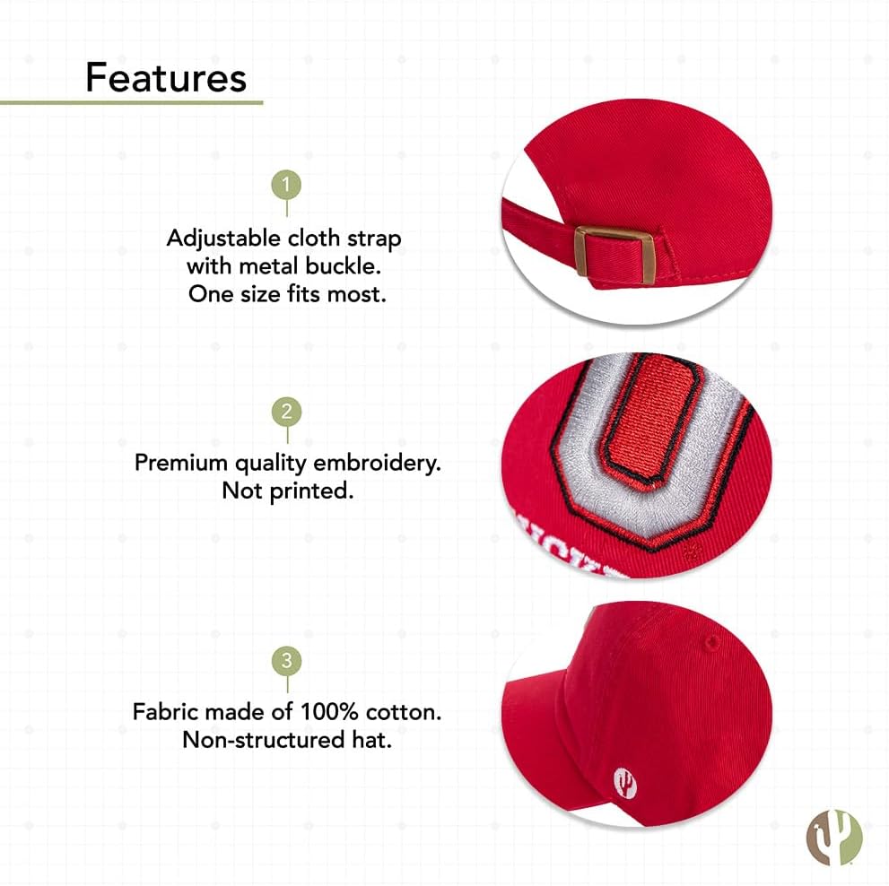 Desert Cactus The Ohio State University Baseball Hat OSU Buckeyes Brimmed Embroidered Hats Cap Adjustable Cloth Strap Adult (Style T1) - Image 4