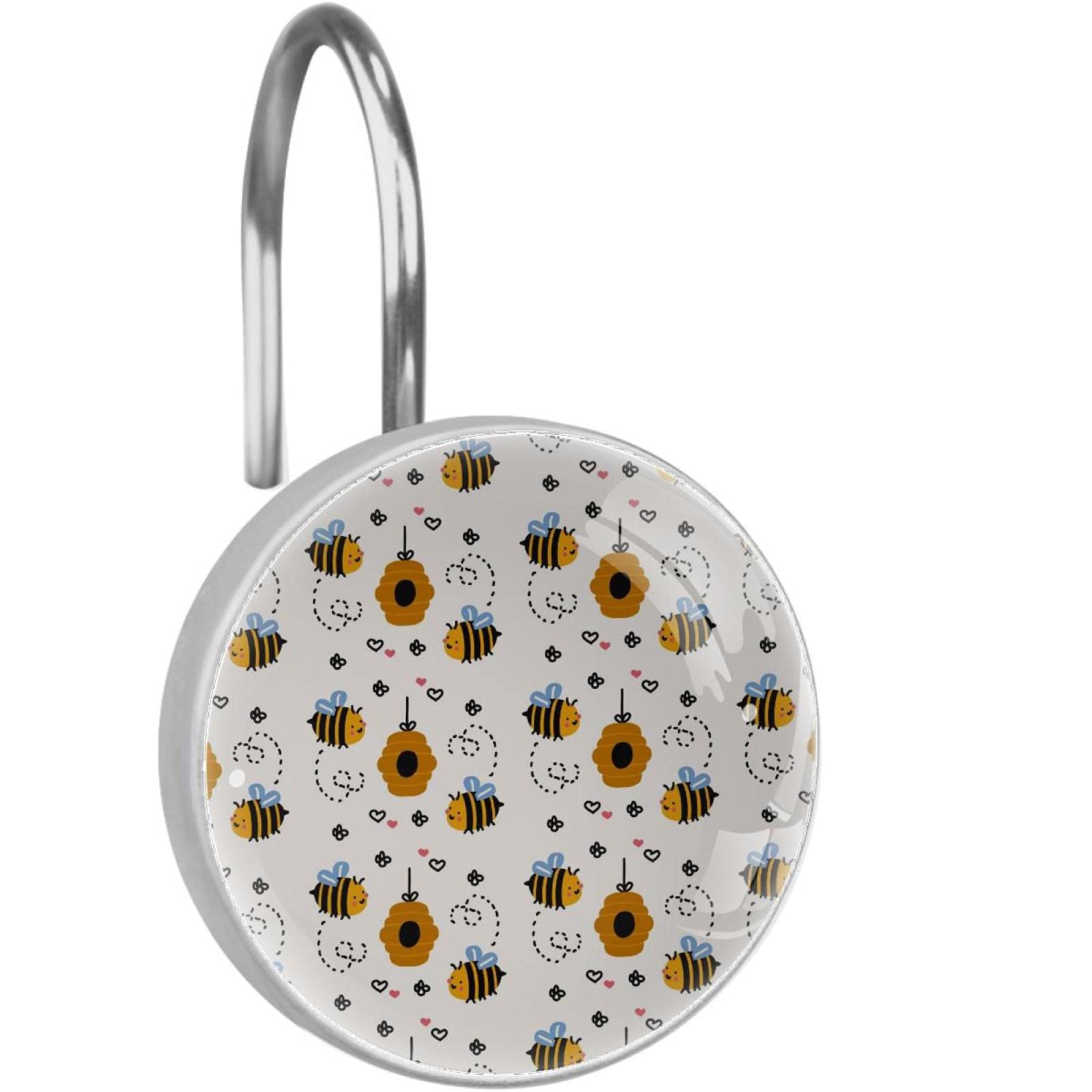 Crochets rideau de douche haut de gamme inox cœur jaune rose