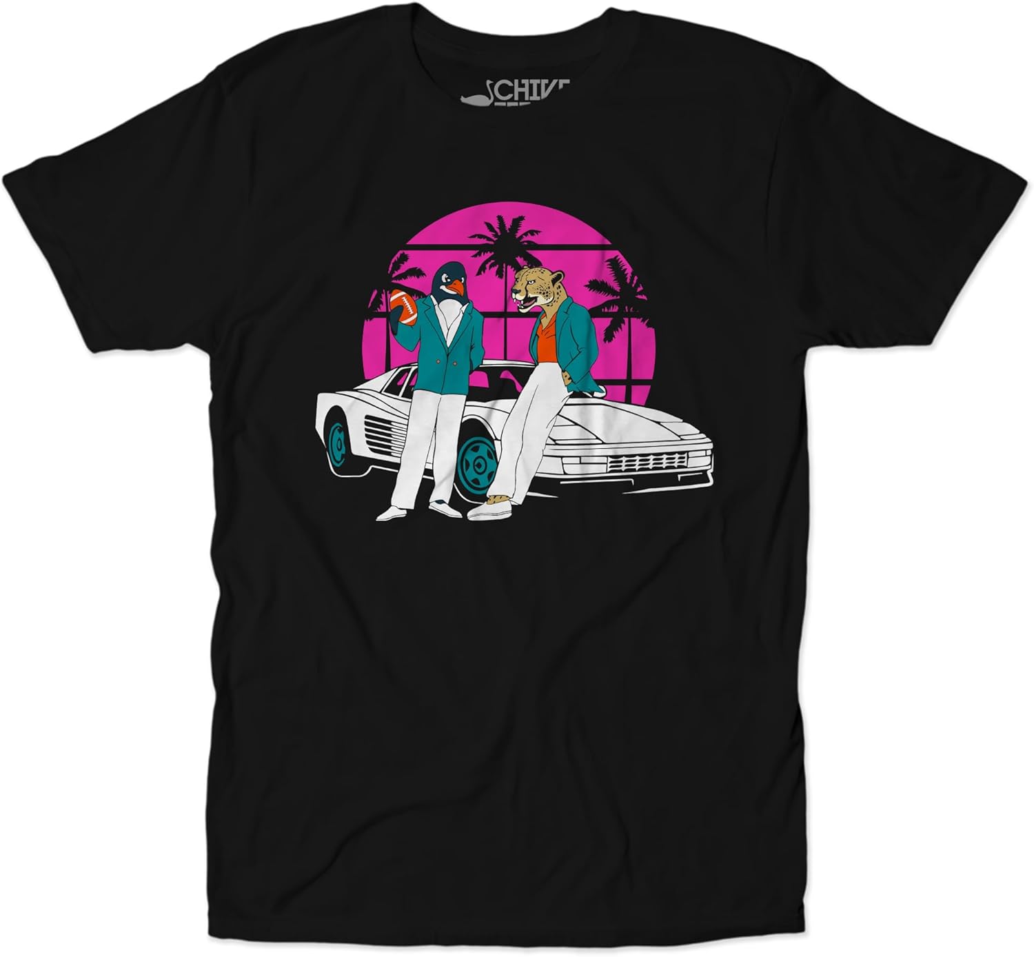 Cheetah and The Penguin Hill Waddle Vice Miami Football Tailgate Unisex T-Shirt
