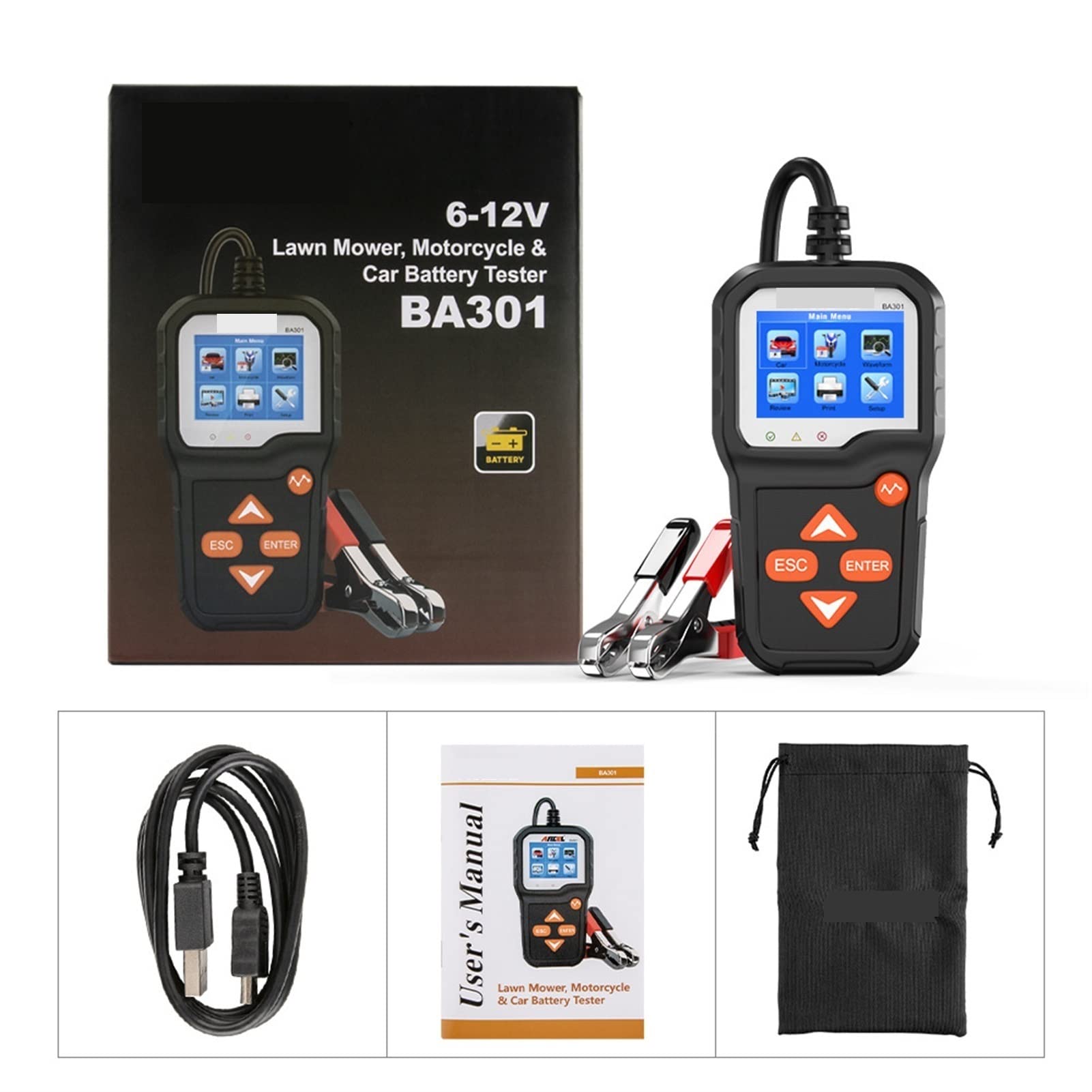 Comprobador de baterias de coche Ba301 Probador de batería 6V Motorcycle 12V Cargador de batería de la batería de la batería de la carga de la carga de la carga de la batería de la carga del analizado