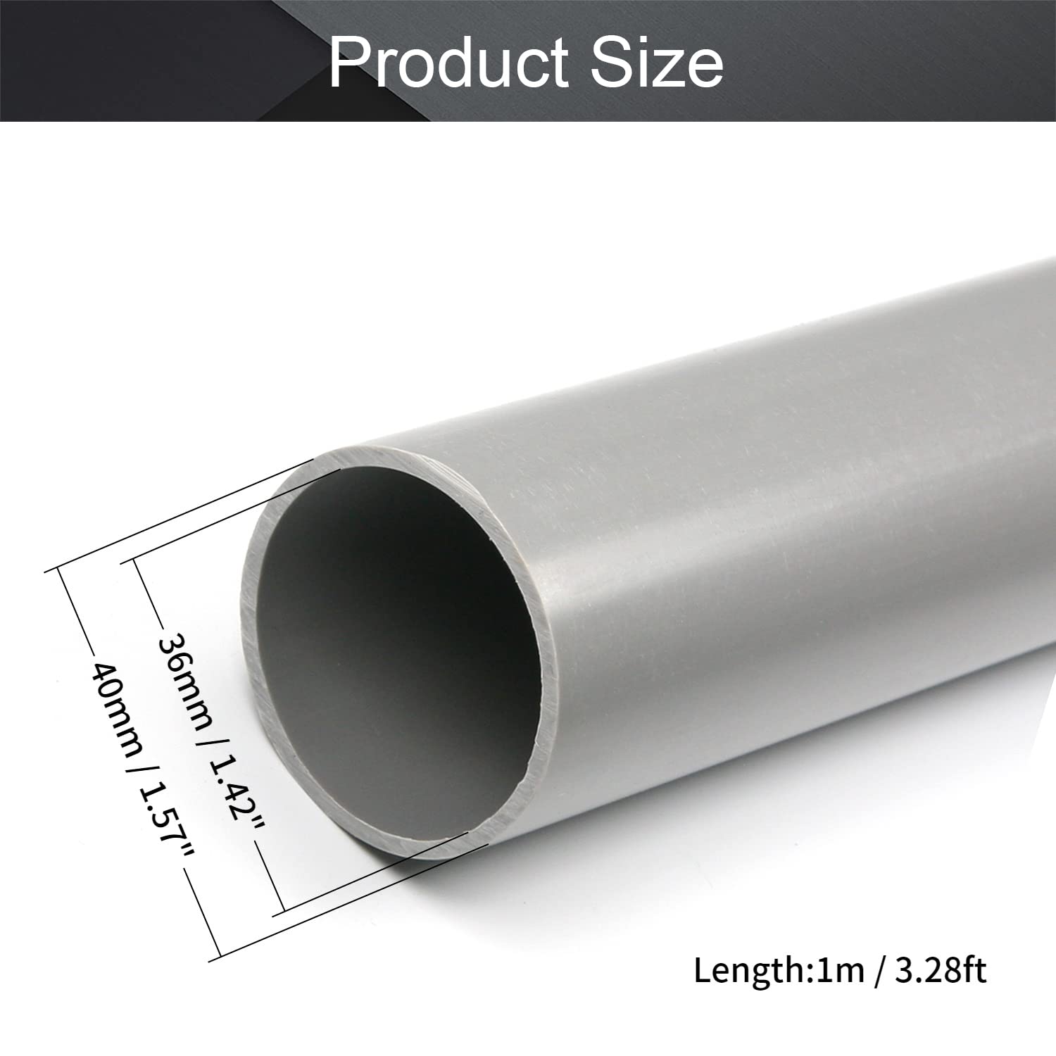 TOP-VIGOR Tubo In PVC Rigido - Diametro 36/40mm, Lunghezza 0.35m, Bianco - Foto 3