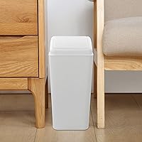 Vista 5 de Cubo de basura de plástico con tapa abatible de 4.2 galones, bote de basura pequeño con tapa abatible, color blanco