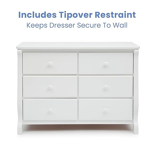 Miniatura 6 de Delta Children Cómoda universal de 6 cajones con cajones entrelazados, certificado Greenguard Gold, color blanco