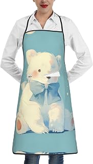 Polyester-Overlock-Schürze mit einer Tasche und Slowpoke-Bär-Aufdruck, geeignet für Hotels, Grillfeste und Blumenläden.