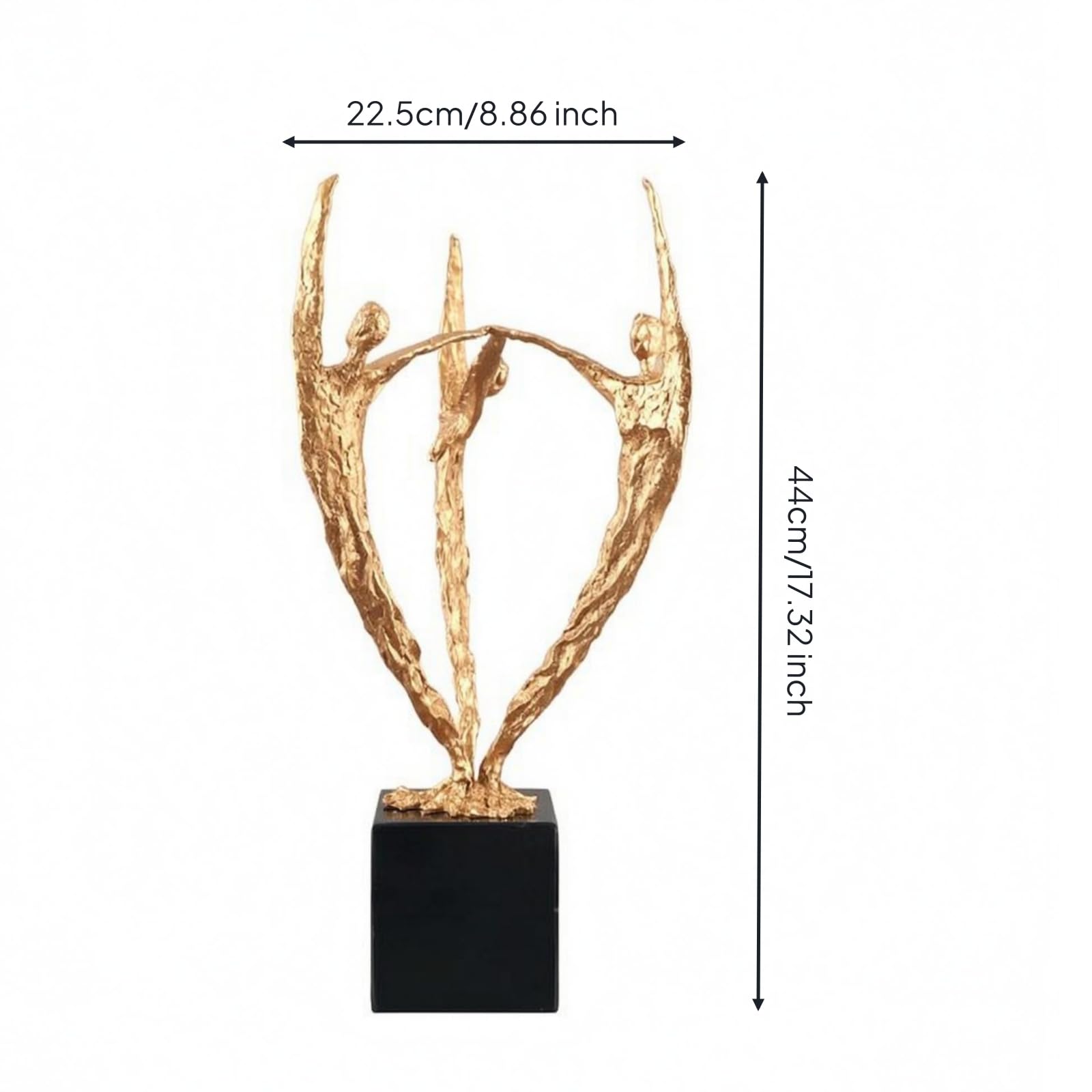 Escultura de Figura Estatua Adorno Contemporáneo Pieza de Diseño con Textura en Hierro Fundido y Peana de Mármol Adecuada para Aparadores Recibidores, Dorado, Style to 2
