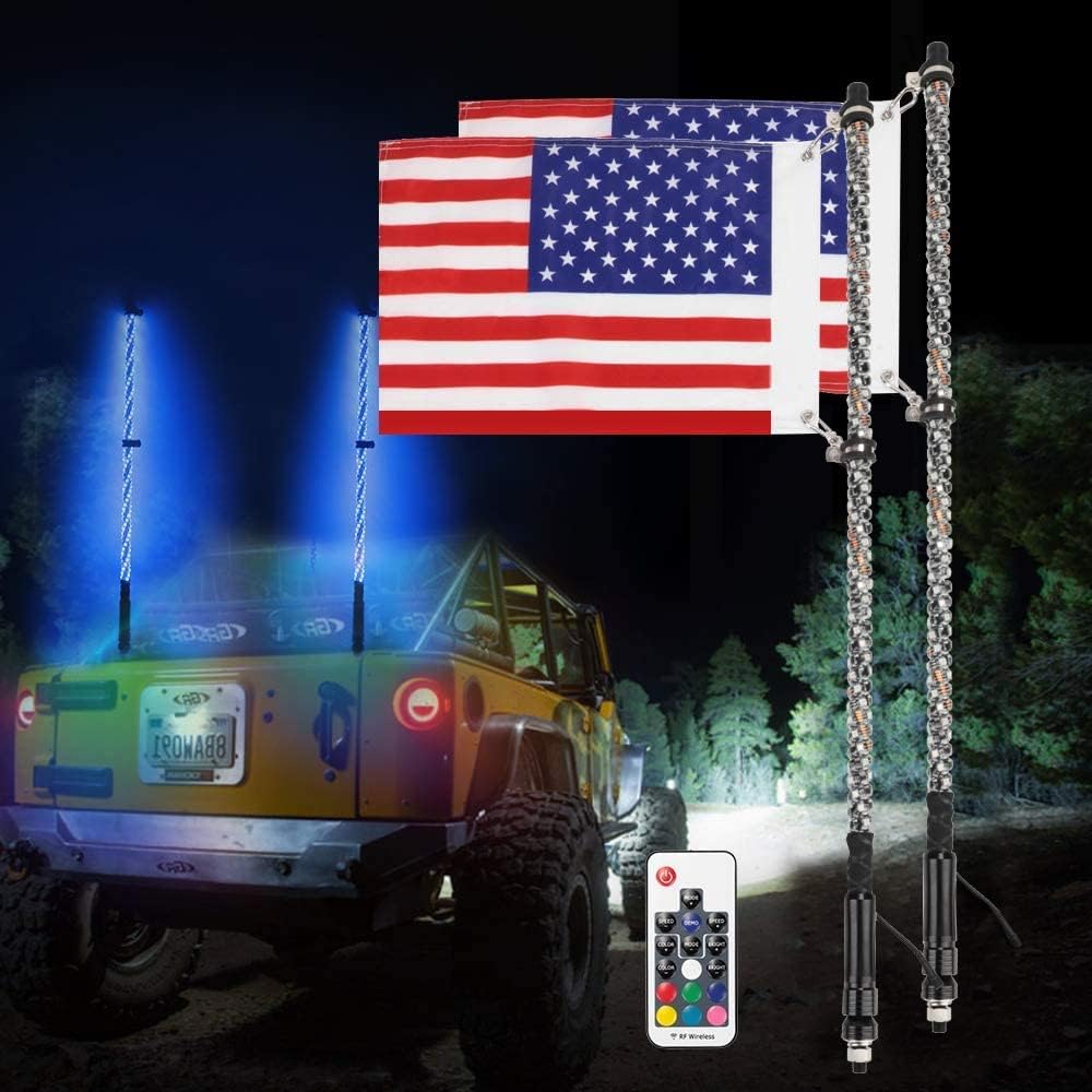 Uр Tо 40% оƒƒ NOVSIGHT 2PCS 3FT LED Whip Lights with Flag Pole Remote Control 360° Spiral RGB Chase Light Offroad Warning Lighted IP67 Waterproof for UTV, ATV, Off Road, Truck, Sand Prоduсt Dеаl NOVSIGHT 2PCS 3FT LED Whip Lights with Flag Pole Remote Control 360° Spiral RGB Chase Light Offroad Warning Lighted IP67 Waterproof for UTV, ATV, Off Road, Truck, Sand