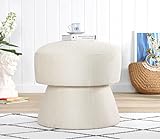 Atelier Del Sofa Elegant Cream Pouffe, 50% Cotton & 50% Linen, 45 cm Height, 48 cm Diameter | 6 cm Thick Orthopedic Sponge | Stylish & Comfortable for Home Decor