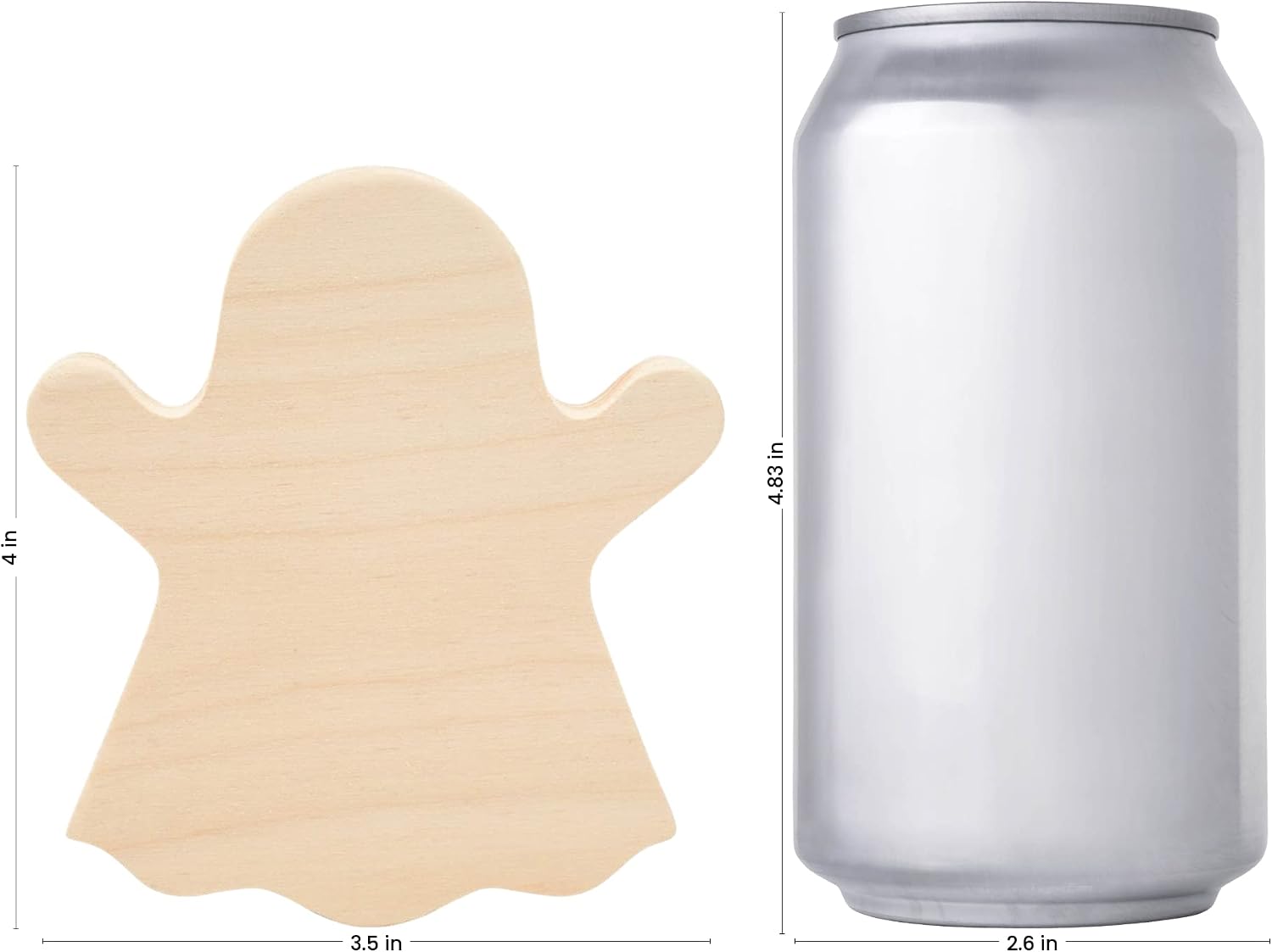 Chunky Ghost Wooden Cutout 4 x 3-1/2-inch, Pack of 10 Craft Ghosts, Halloween Wood Cutouts for Fall Decor Tiered Tray, by Woodpeckers