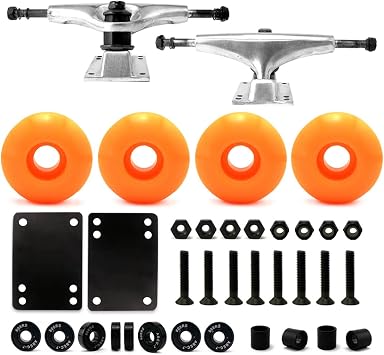 VJ 5.0 Skateboard Trucks, Skateboard Wheels 52mm, Skateboard Bearings, Skateboard Pads, Skateboard Hardware 1"