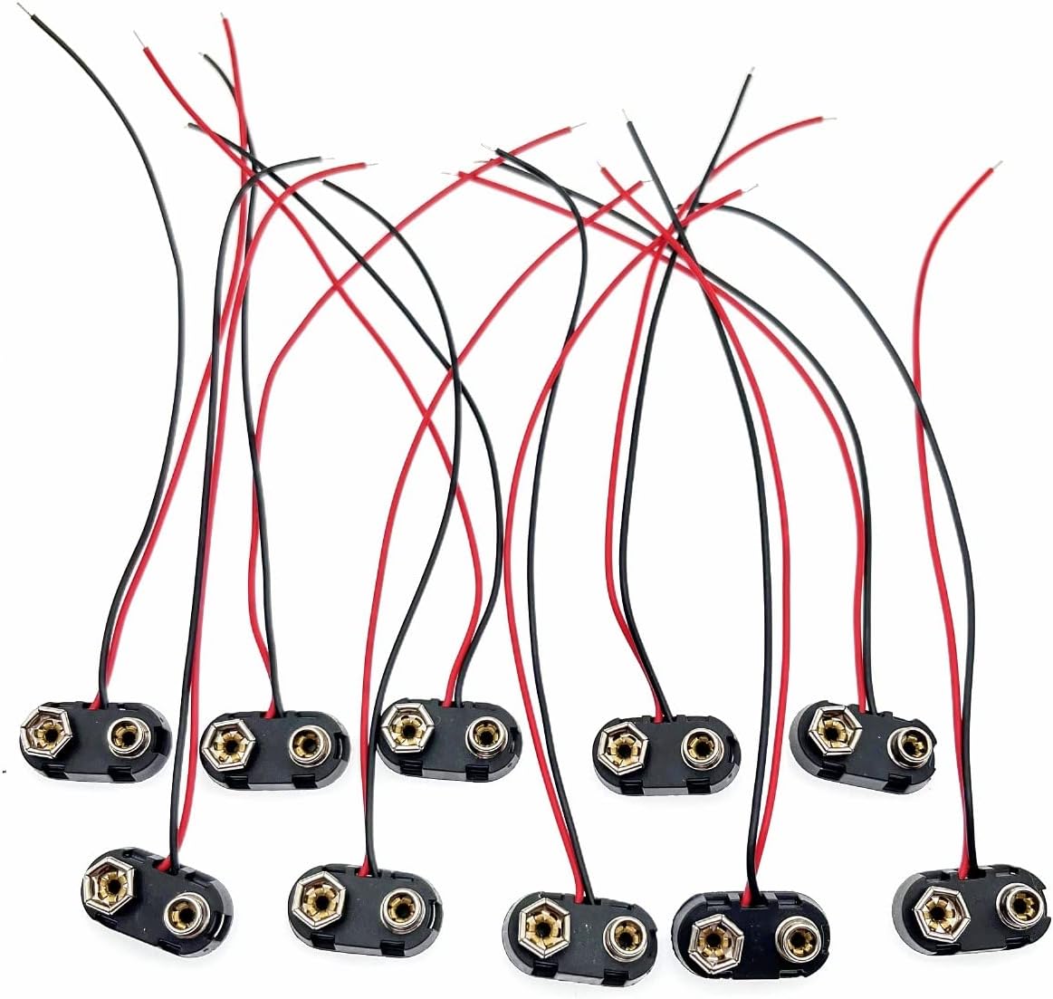 JZK 10PCS 9V Battery Clip Connector, PP3 Battery Snap Connector