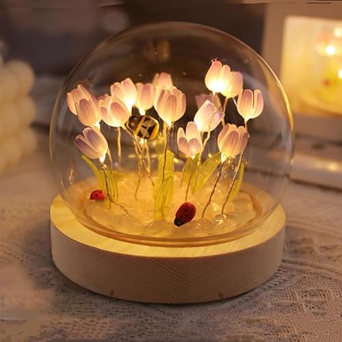 Lámpara de tulipán de noche de flores, luces LED de simulación para bricolaje, 20 flores, atmósfera, lámparas de mesa, decoración de escritorio, disponible en Yaxa Peru