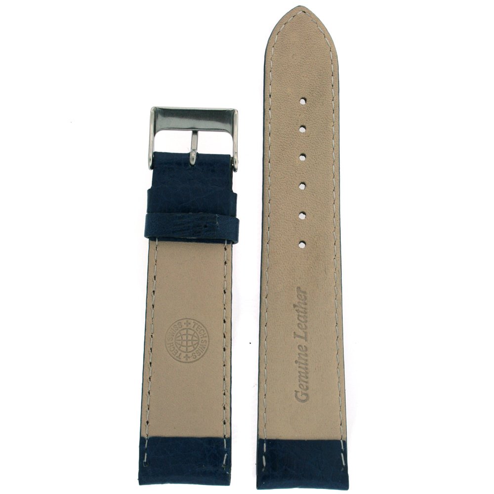 Tech Swiss Watch Band Calfskin Leather Comfort Lite Padded Blue Mens 18 millimeters