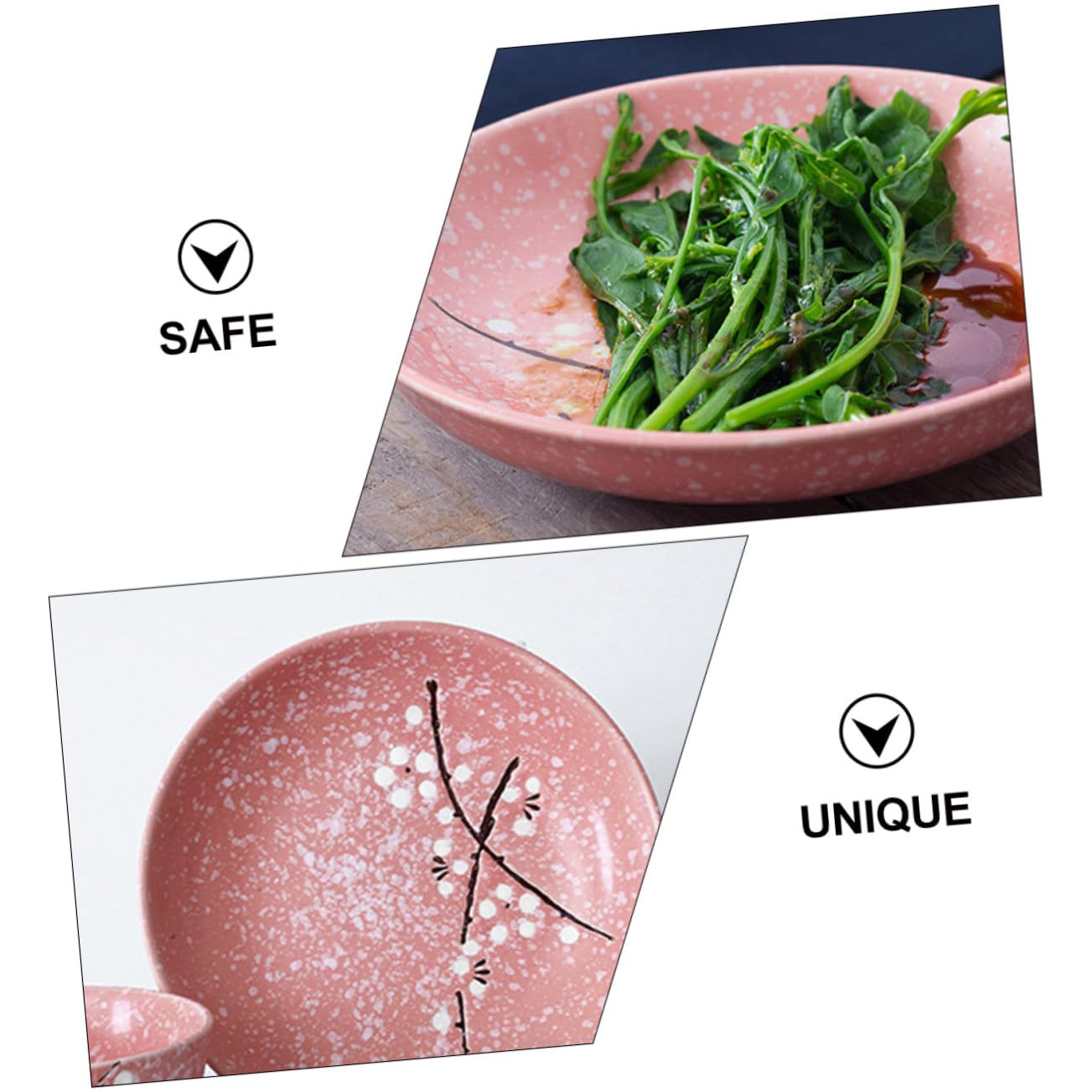 VALICLUD Set de Vaisselle Japonerie en Céramique Rose, Kit de Couverts Élégants 12 Pièces, Design Délicat pour Dîner et Fête