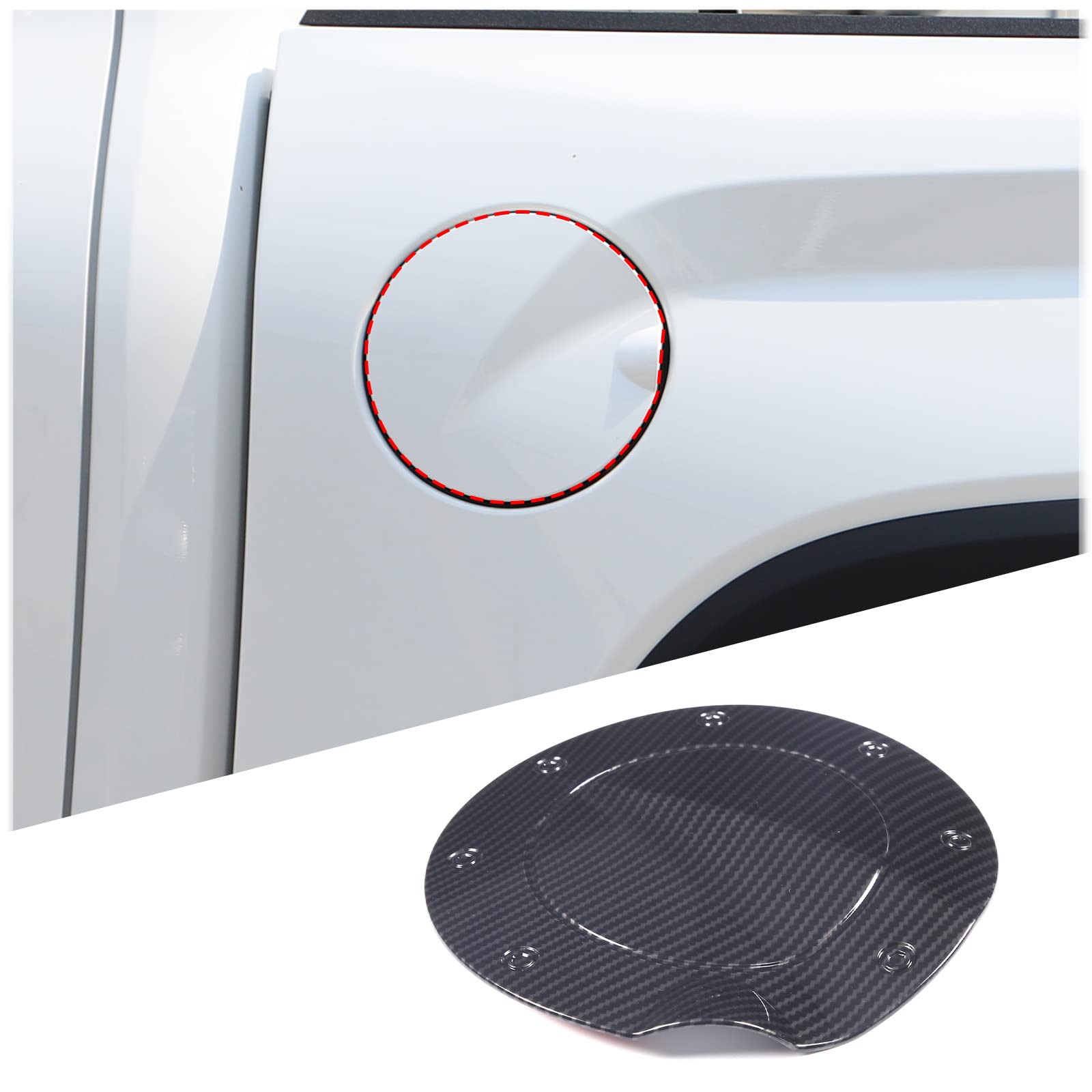 Gas Cap Cover Trim Fuel Tank Cover Decoration Kit Fit for Toyota Tundra 2022, Fuel Tank Cap Trim Cover, Fuel Tank Cover Gas Door Molding Trim (carbon fiber pattern)