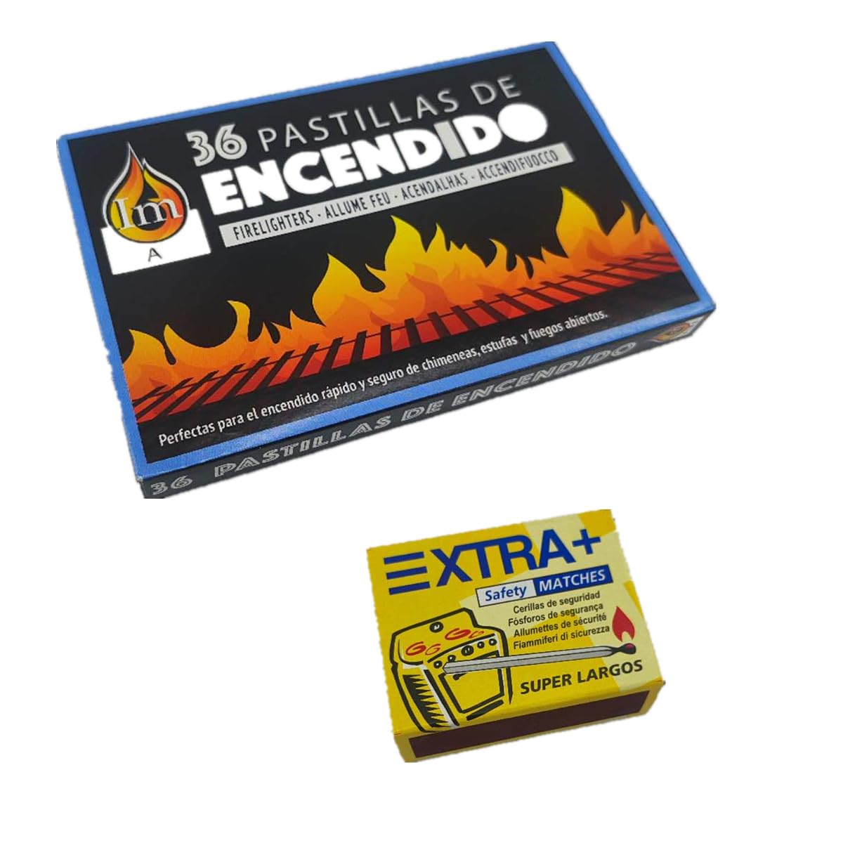 Kit de Barbacoa, Encendedor de Carbón de Acero Inoxidable + Carbón Vegetal 2,8 kg + 36 Pastillas de Encendido + 1 Caja Cerillas + 1 Ventilador de barbaco.