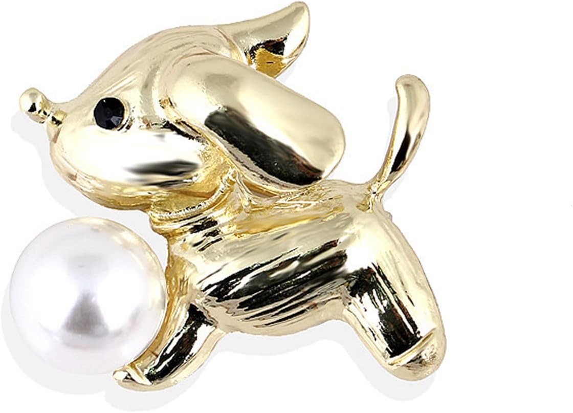 PHONME Brooch Metal Cartoonimal Brooch Pin Faux Pearl Zodiac Animal Sweater Shawl Clip for Women Fashion Decoration