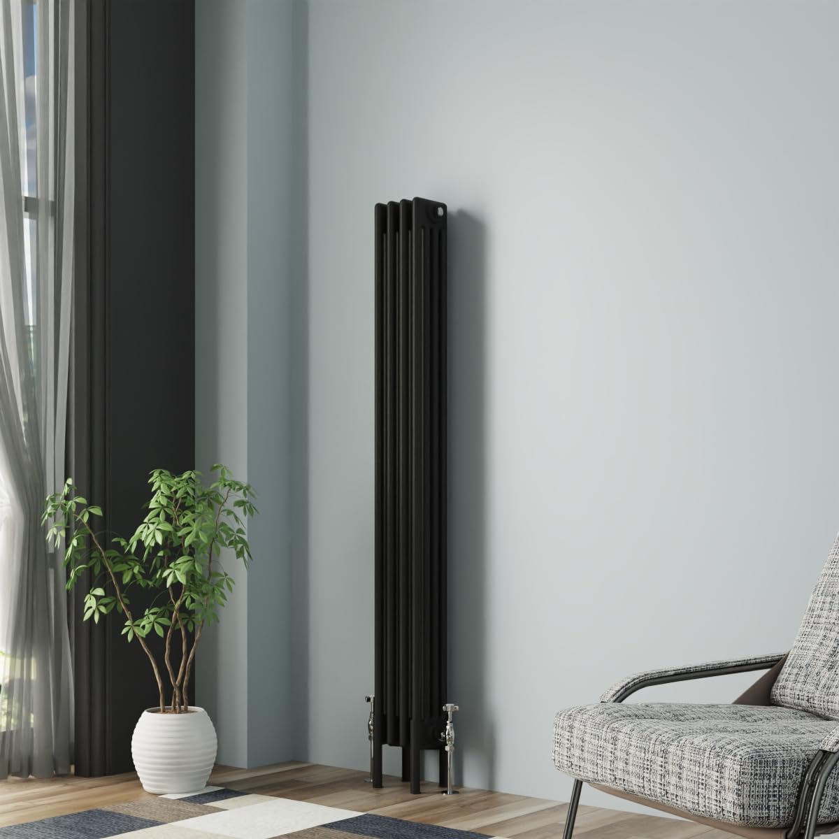 Nrg Black Traditional Cast Iron Radiator Four Column 1500X200mm Interior Designer Bathroom Radiators
