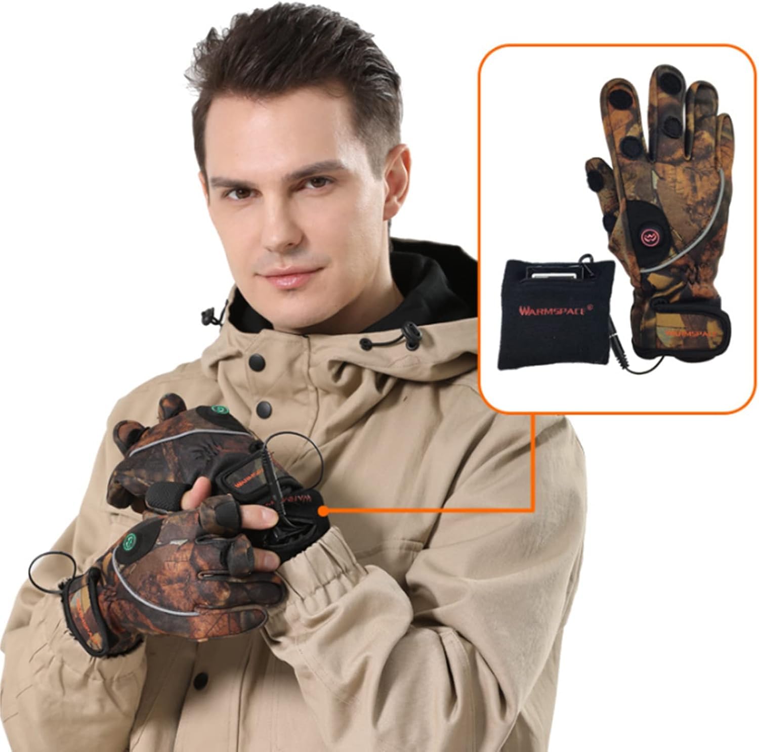 Guantes térmicos sin dedos abatibles, guantes de caza de camuflaje, antideslizantes, resistentes al viento, guantes convertibles de camuflaje para caza, camping, senderismo, escalada al aire libre