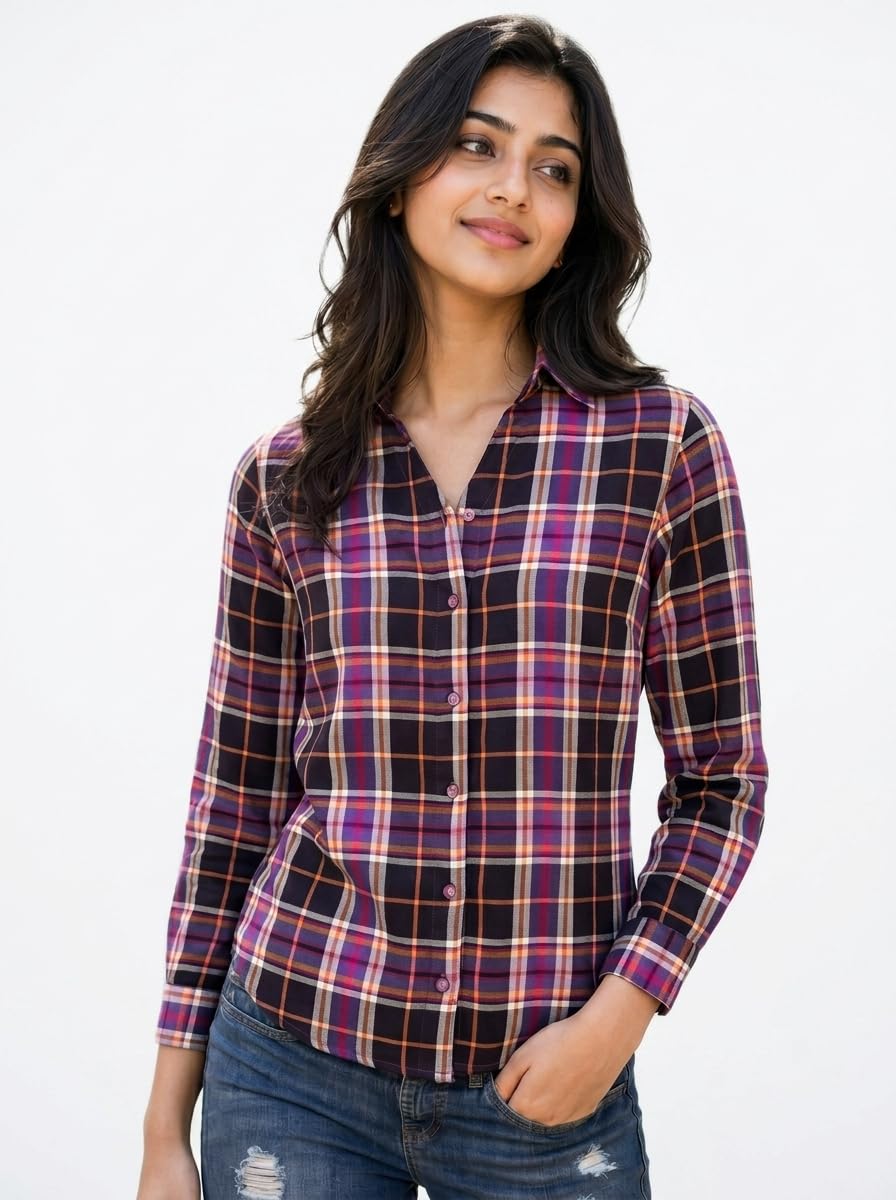 hive91 Women's Checkered Pure Cotton Shirt | Full Sleeve Casual Button-Down-picture-25