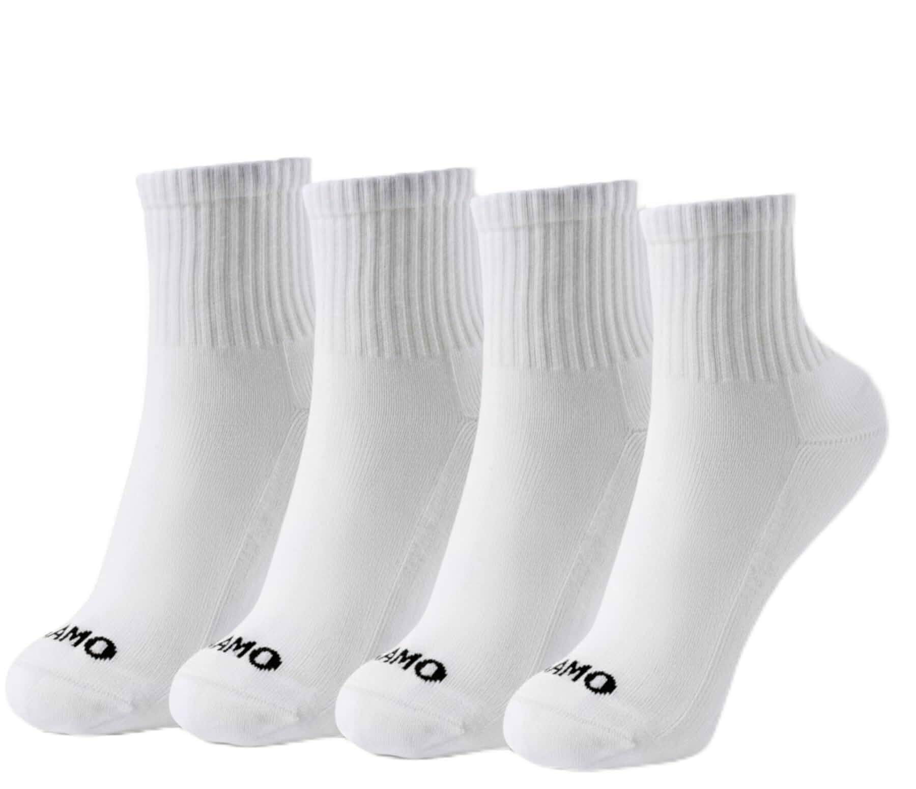 Kamo Fitness Daily 4-Pack Ankle Socks for Women, Workout Half Crew, Cotton Athletic half crew workout socks, cotton mid-calf, cushioned sole, seamless toe, quarter length, womens size 5-9, 4 pairs