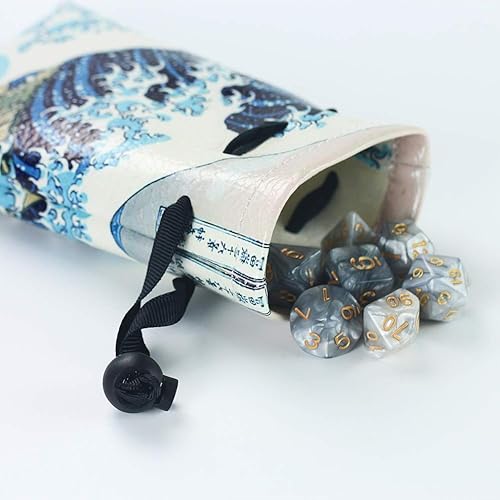 Miniatura 4 de QIELIZI DND Bolsa para dados, PU Cuero funda para dados de dragón, con set de 7 dados, perfecto para calabozos y dragones RPG D&D dados, monedas y