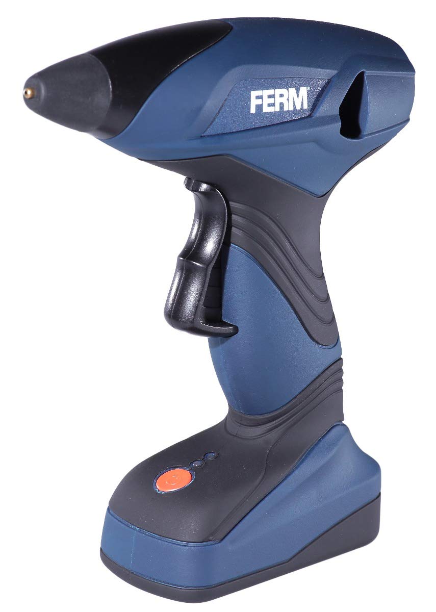 FERM Pistola colla a caldo a batteria 7,2 V 1,5 Ah Ioni di litio. Include 3 stick colla, caricatore e custodia