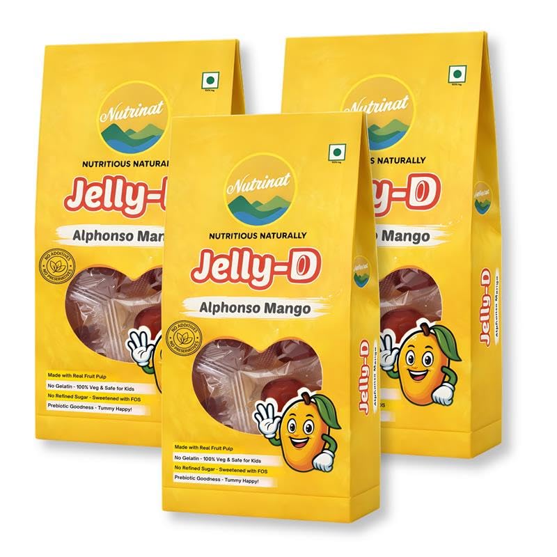 Image of Nutrinat Jelly D Alphonso Mango Fruit Jelly Candy (Pack of 3 x 20 Pieces) | No Gelatin, No Refined Sugar | Plant-Based Pectin Toffee | Healthy Fruity Snacks