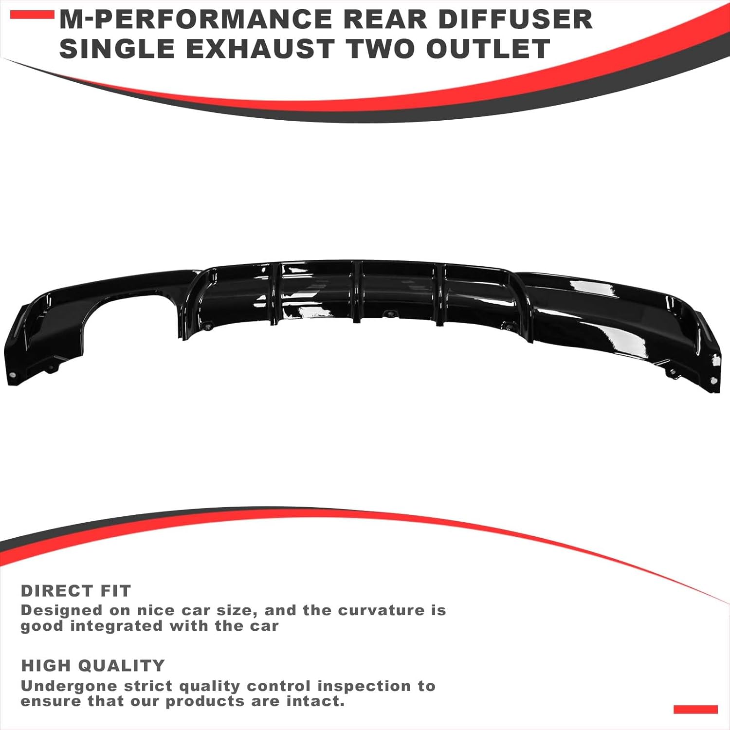 KETAI Rear Diffuser Compatible with 2012-2018 BMW 3 Series F30 F35 328i M-Performance Style Rear Bumper Lower Lip Diffuser Single Exhaust Two Outlet Gloss Black