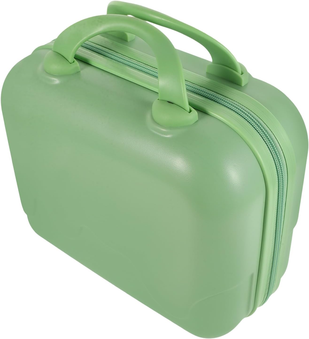 FOMIYES Hard Shell Makeup Bag with Handle, Portable Travel Cosmetic Case, Elastic Band Jewelry Organizer, Compact Train Case for Women’s Beauty Storage, Matcha Green