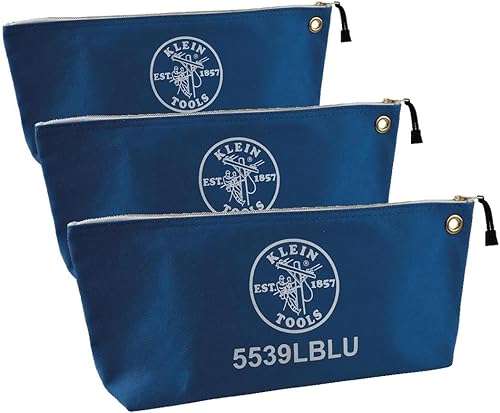Klein Tools 5539LBLU Bolsa con Cremallera, Bolsa Grande de Lona para Herramientas de 16 Pulgadas para Almacenamiento de Herramientas con Cremallera
