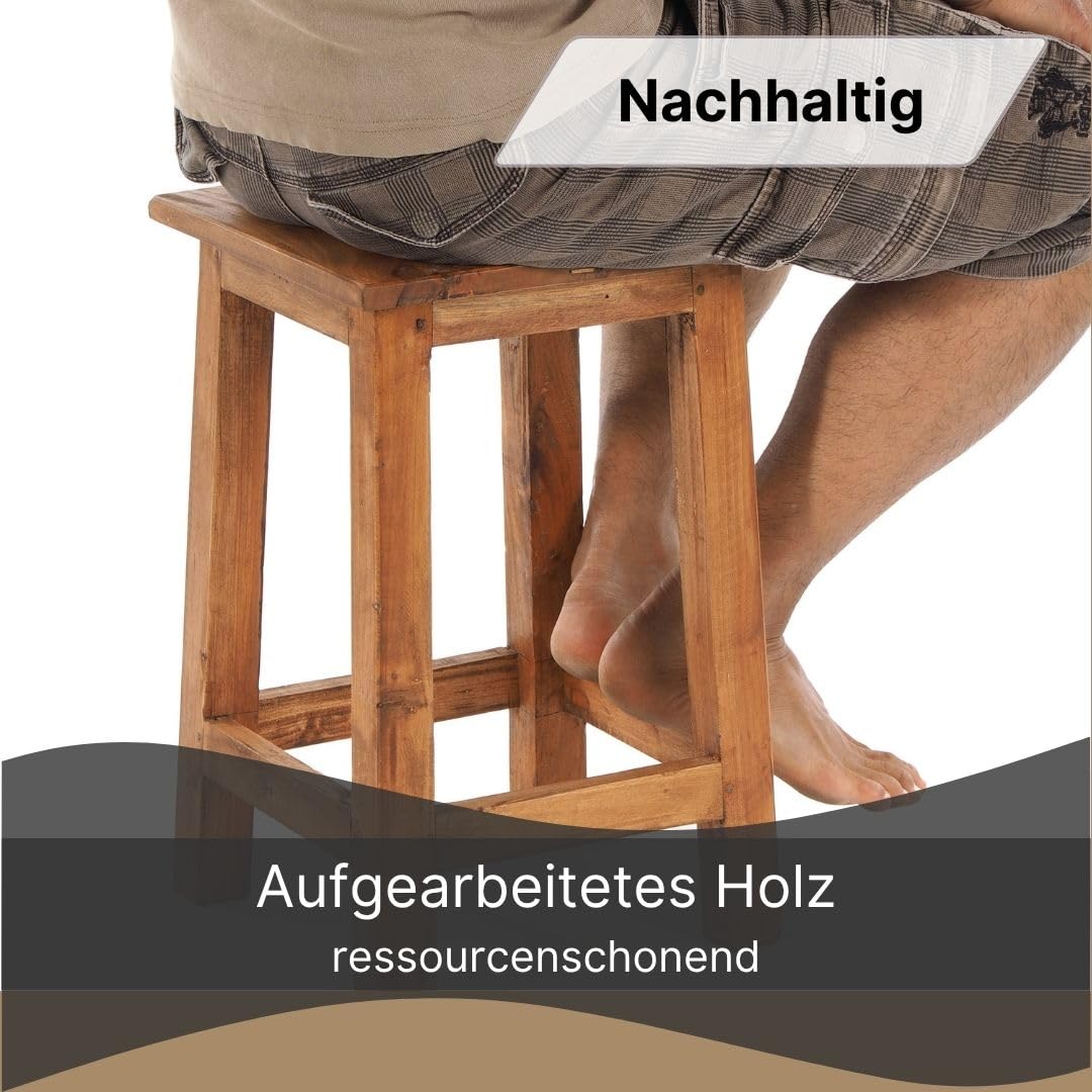 DESIGN DELIGHTS RUSTIKALER Holz SITZHOCKER Madero | 48x30x30 cm (HxBxT), Recyclingholz | Holzhocker | Farbe: 08 honigfarben gewachst