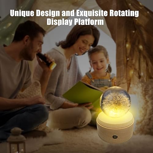 Miniatura 5 de JOJOCY Soporte de exhibición giratorio LED, base de exhibición de luz de madera con 8 modos de iluminación, soporte de base de luz de cristal