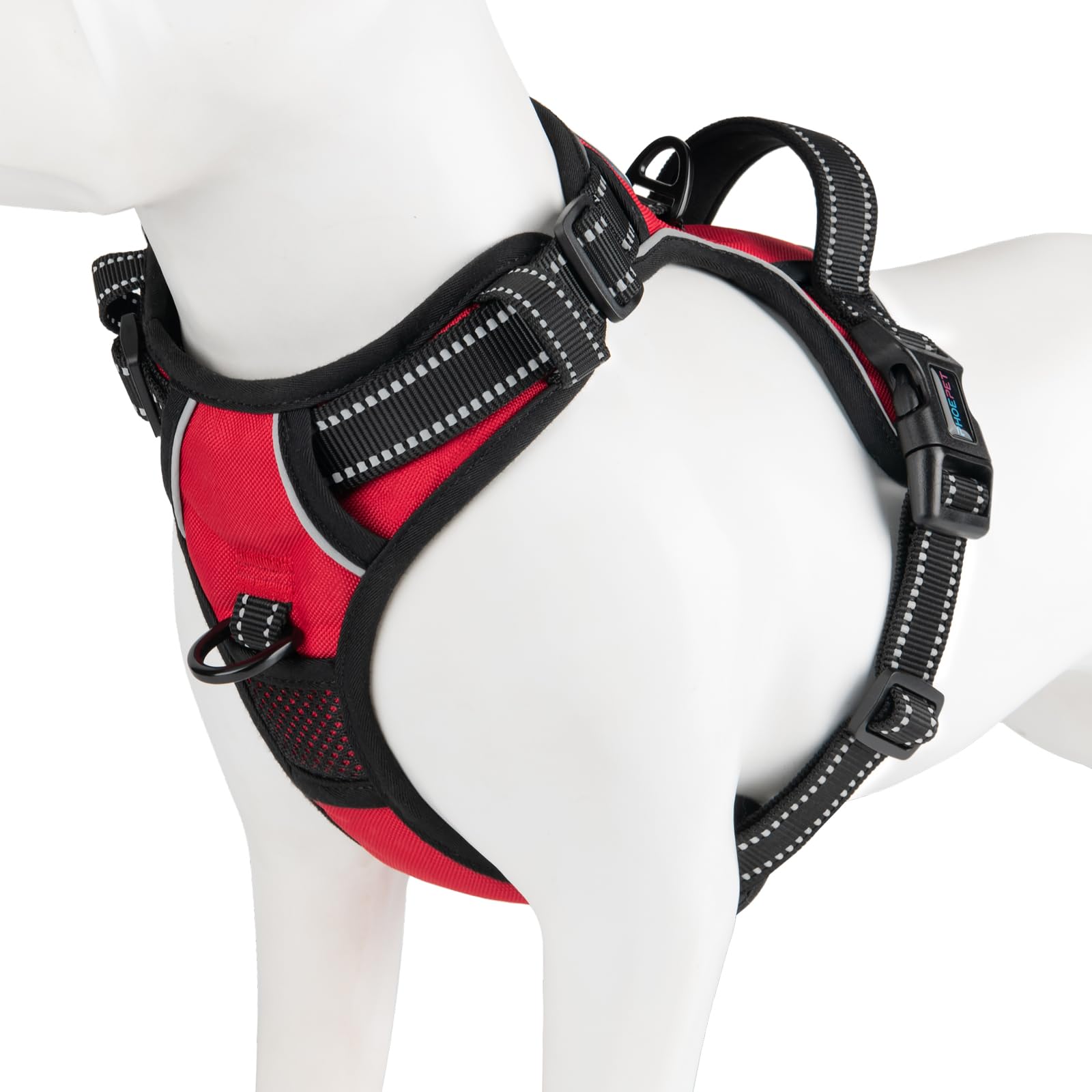 PHOEPET - Arnés para perro sin tirar, reflectante, ajustable, con 2 ganchos de metal y mango suave