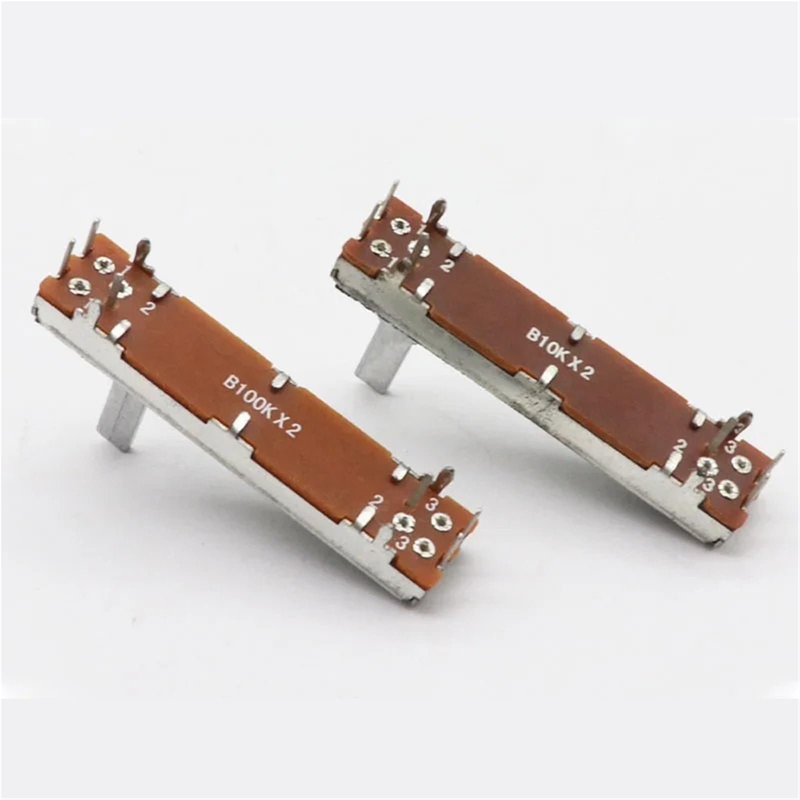 Potenciómetro deslizante estéreo de dos canales, 10 unidades, largo 45 mm, 4,5 cm, B10K, B100K(100K Ohm)