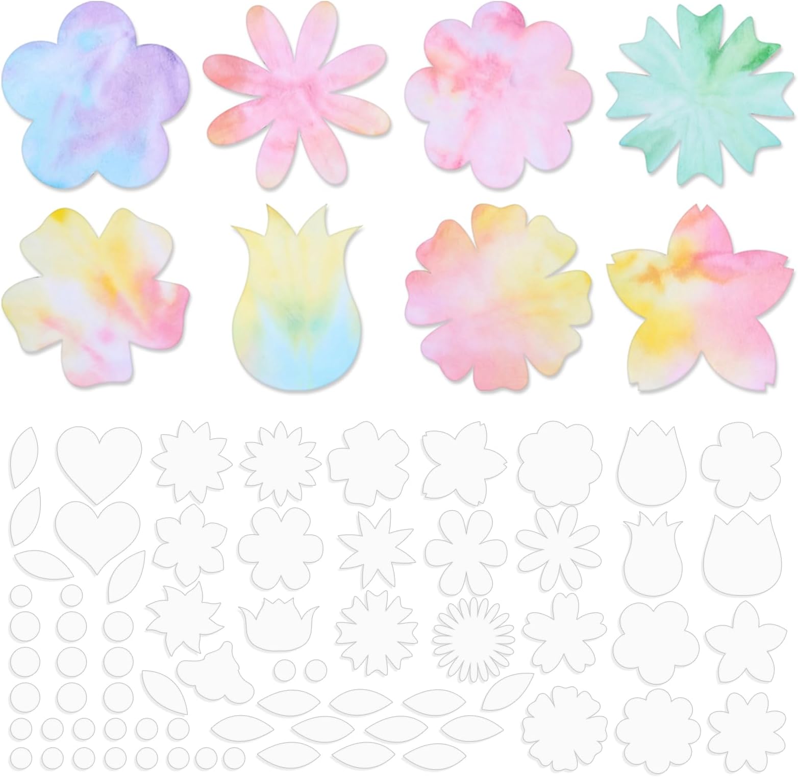 Motipuns 360 Pcs Spring Flower Color Diffusing Paper Multiple Design Flower Leaves Watercolor Coloring Tissue Paper Craft for Spring Summer Home Art Project Writing DIY Greeting Card Party Favor