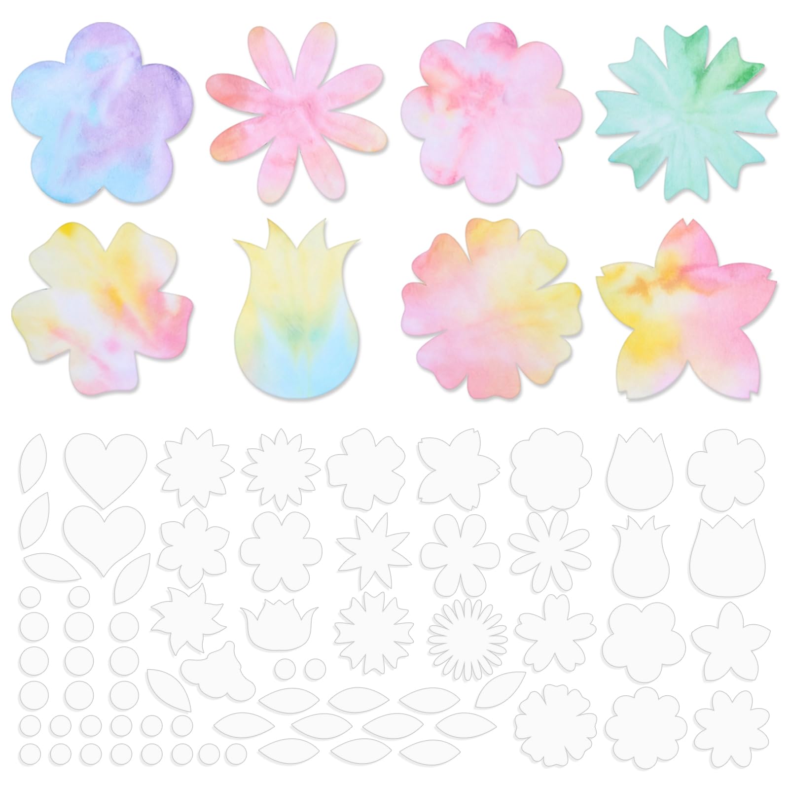 Motipuns 360 Pcs Spring Flower Color Diffusing Paper Multiple Design Flower Leaves Watercolor Coloring Tissue Paper Craft for Spring Summer Home Art Project Writing DIY Greeting Card Party Favor