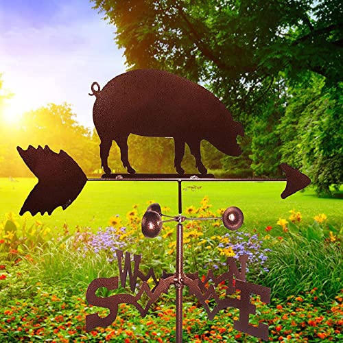 Metal Weather Vane Retro Pig Weathervane Durable Farm Garden Chicken Stake Weathercock Outdoor Decorative Wind Direction Indicator #TOP1