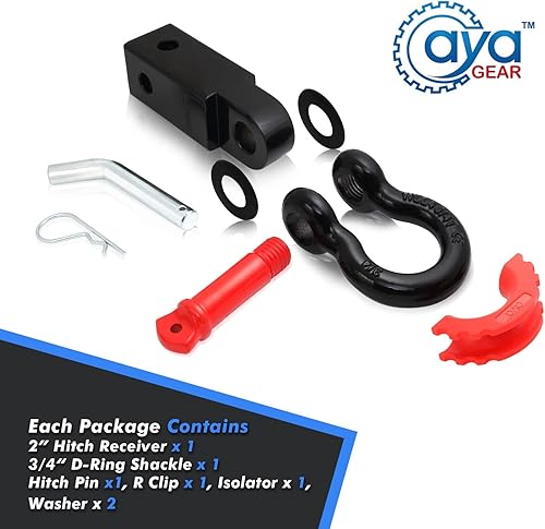 Miniatura 3 de Aya Gear Receptor de enganche de grillete de 2 pulgadas, 35,000 libras, resistente a la rotura con pasador de tornillo de 58 pulgadas, grillete 34.
