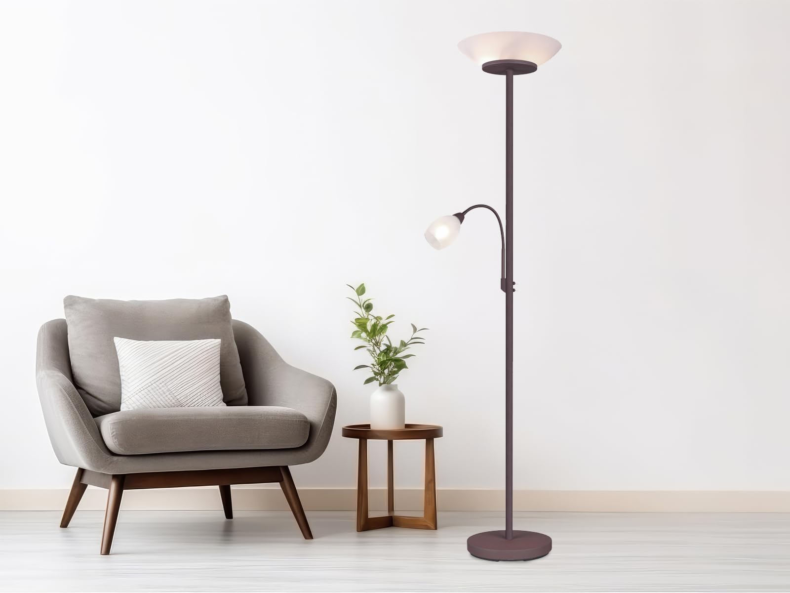 EGLO Conivarino Vloerlamp - Leeslamp - LED - 170 cm - Zwart