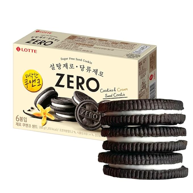 LOTTE Zero Sugar Galletas Sandwich Crema Sin Azúcar, Chocolate, 288g Pack de 2