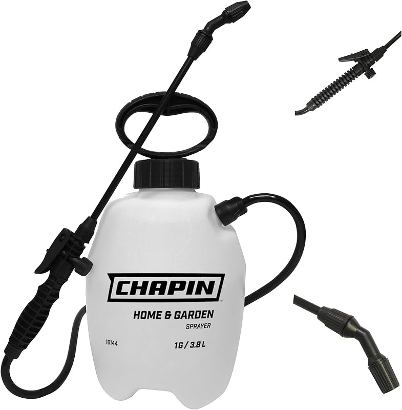 CHAPIN 1-Gallon Deluxe Garden Sprayer, Anti-Clog Performance | Durable lightweight tank for home and garden, handles weed control, pest care and cleaning with adjustable nozzle and hose