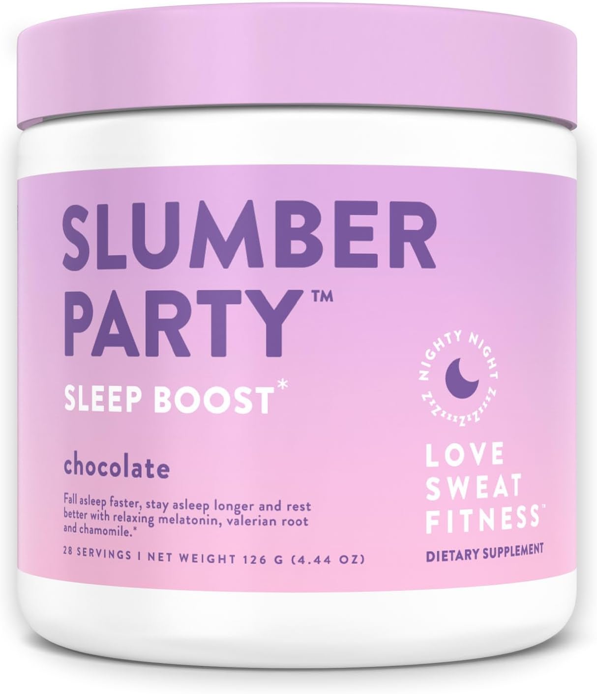 Love Sweat Fitness Sleep Boost Powder | Slumber Party Chocolate | Improves Sleep, Supports Muscle Recovery | Vegan, Gluten Free, Non-GMO | 28 Servings