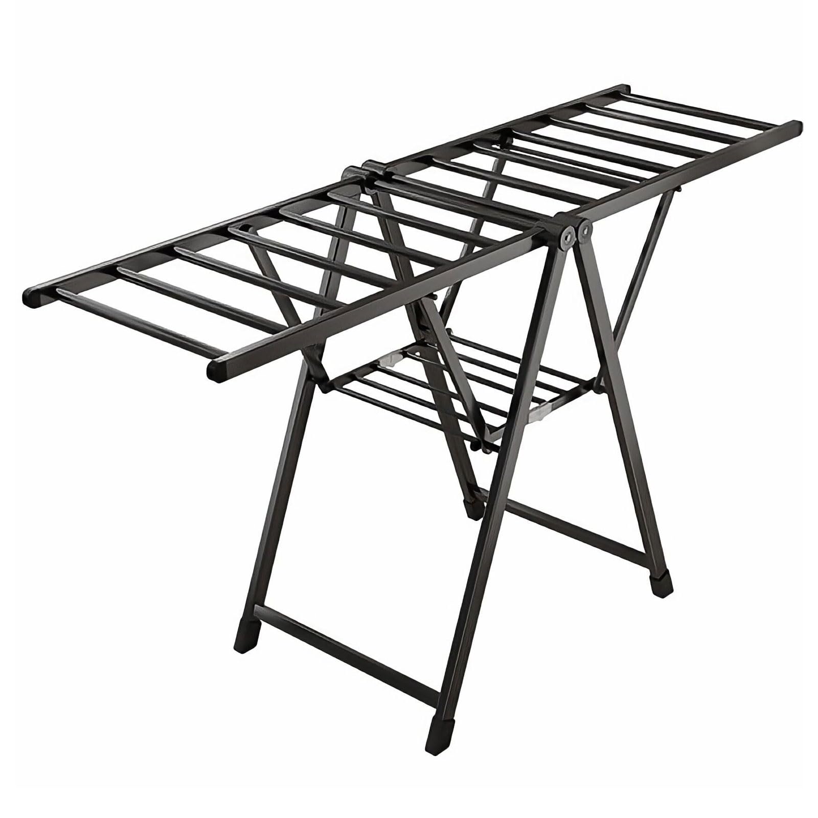 GFJryET Folding clothes horse, 2-Tier Folding Laundry Drying Rack, Clothes With Height-Adjustable Wings Freestanding(160cm black)