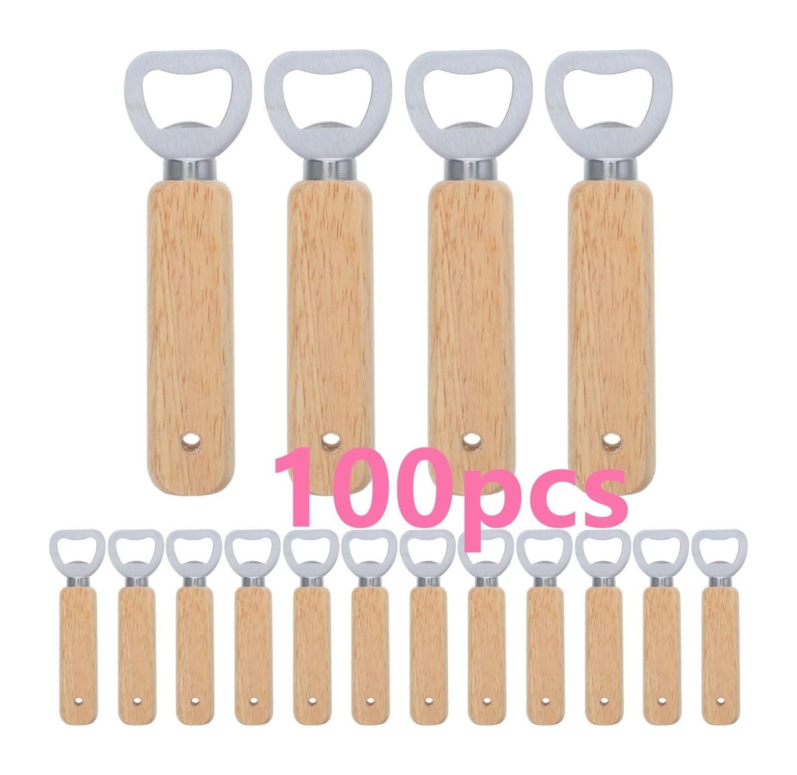 10/25/50/100-teiliges Edelstahl-Flaschenöffner-Set – Holzgriff, tragbar for Küche und Outdoor(100pcs Bottle opener)